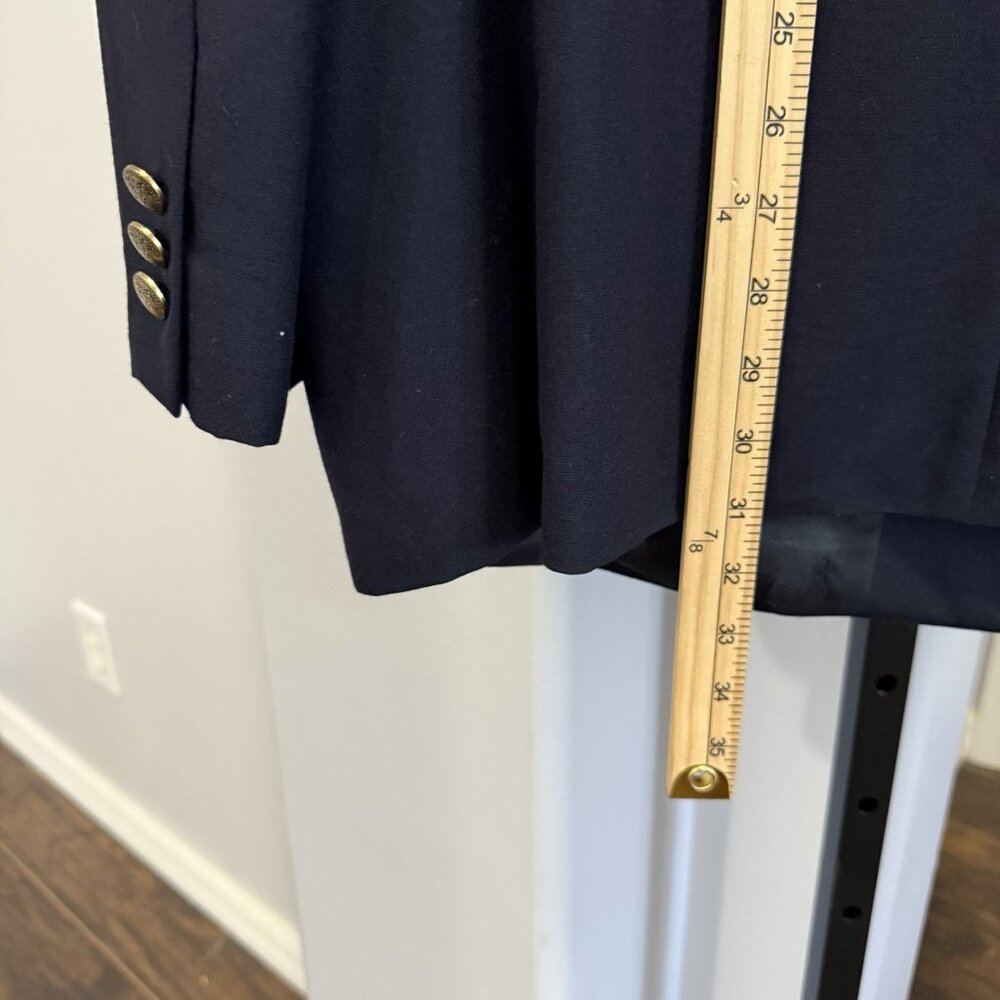 Vintage Oscar de la Renta Men’s Navy Blue Double-Breasted Blazer 42R - Picture 10 of 14